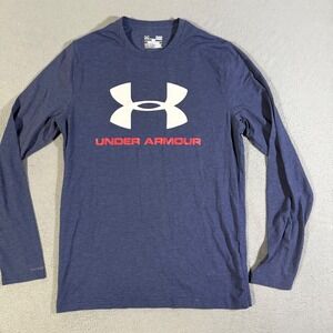 Under Armour HeatGear Long Sleeve Training Shirt Mens Small Navy Blue Gym‎